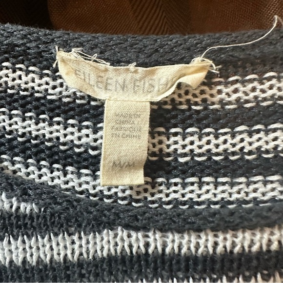 Eileen Fisher Linen Knit Stripe Round Neck Tunic size Medium - Picture 4 of 5